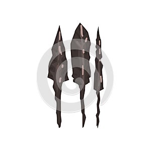 Ancient Stone Spears, Arrowheads, Archaeological Artifacts Vector Illustration