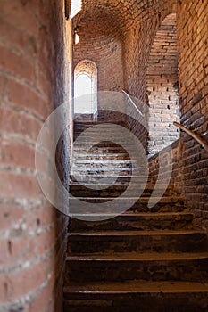 Ancient Stone Stairs and Window with Iron Grates, Cremona, Italy