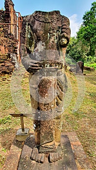 An Ancient Stone Statue In My Son Sanctuary, Vietnam.