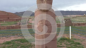 Ancient Stone Statue of a priest in Tiwanaku