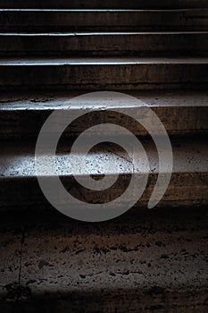 Smooth stone steps reflecting light