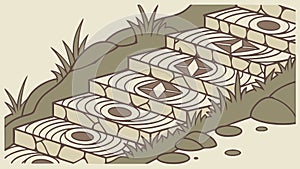 Ancient Stone Steps Path, Journey, Progress and Natural Ascent, vector design Generative AI