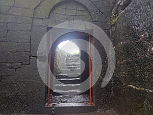 Ancient stone structures on mountain castle