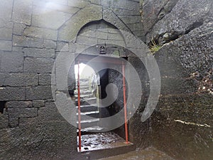 Ancient stone structures on mountain castle