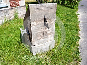 Ancient stone sundial, outdoor, close up