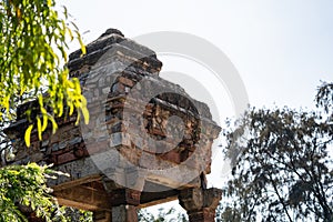 Ancient stone tower on a tomb in Lodi Garden - New Delhi, India