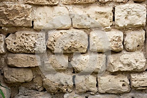 Ancient stone wall of a building near amphitheater of Alexandria