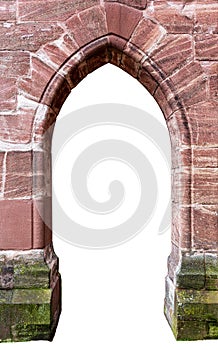 Ancient stone wall with empty arched portal