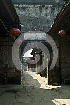 Ancient street with arched gate