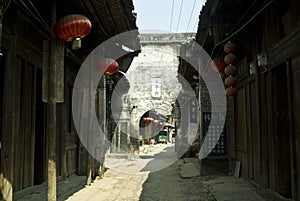 Ancient street with arched gate