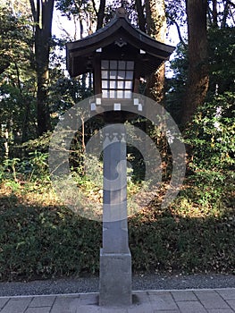 Ancient street lamp at Meiji jingu shrine