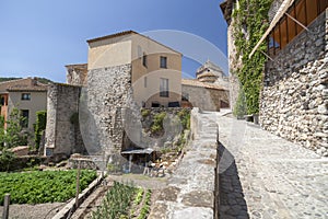 Ancient street mediavel village of Besalu,Catalonia,Spain.