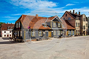 Ancient street in old town of Kuldiga, Latvia