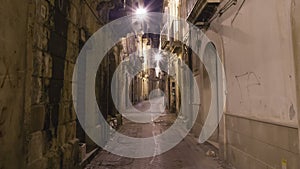 Ancient street of Syracuse Siracusa, Sarausa at night-- historic city in Sicily, Italy Ken burns effect