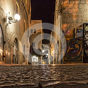 Ancient streets and buildings in the old city of Jerusalem