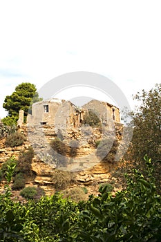 Ancient structures in the gardens of Valley of Temples, Agrigento, Sicily, Italy