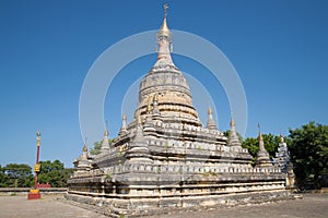 Ancient stupa of the Buddhist temple Hsu Taung Pyi closeup. Bagan, Myanmar