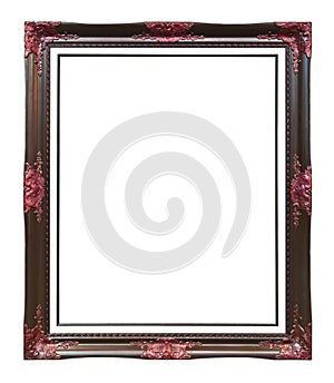 Ancient style brown wood photo image frame