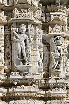 Ancient Sun Temple in Ranakpur. Jain Temple Carving.