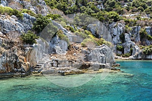 Ancient sunk city in Kekova, Kas, Antalya