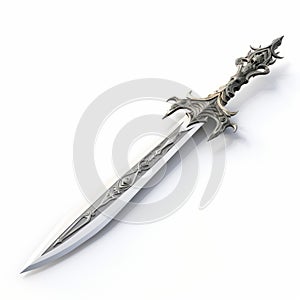 Intricately Sculpted Dracopunk Sword On White Background photo