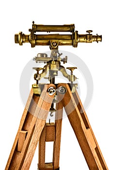 Ancient telescope isolated on white