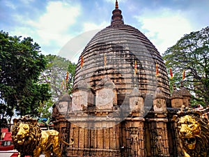 Ancient temple architecture at day from flat angle