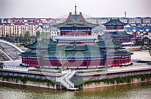 Ancient Temple Buildings Jinming Lake Kaifeng Henan China photo