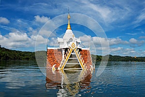 Ancient temple flooded by river, Sangkhlaburi