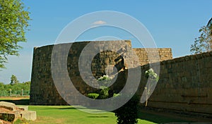 Big battlement of the ancient Brihadisvara Temple in Gangaikonda Cholapuram, india.