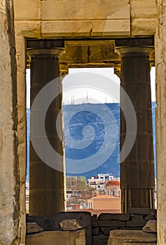 Ancient Temple of Hephaestus Columns Agora Athens Greece