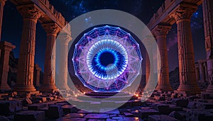 Ancient Temple Portal â AI-Generated Mystical Eye Gateway with Cosmic Energy for Fantasy Games & Book Covers photo