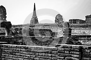 Ancient temple ruins of ayutthaya in Thailand