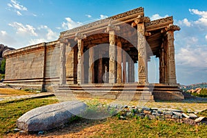 Ancient temple ruins in Hampi. Karnataka, India