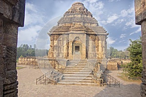 Ancient temple of the Sun God in Konark, Odisha, India  built in 13th century. world heritage conservation site.