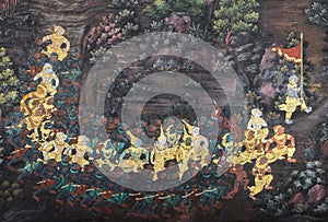 Traditional Thai paintings of Ramayana epic