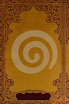 Ancient Thai pattern on wall in Thailand Buddha Temple , Asian Buddha style art, Beautiful pattern on temple wall