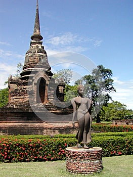 Ancient thai temple + statue