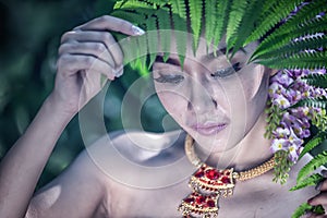 Ancient Thai Woman In Traditional Costume Of Thailand