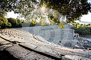 The ancient theater of Epidaurus or `Epidavros`, Argolida prefecture, Greece. photo