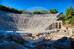 The ancient theater of Epidaurus, Peloponnese, Greece.