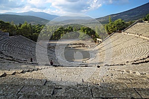 Ancient theater Epidaurus in a summer day