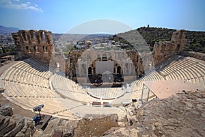 Ancient theater Odeon of Herodes Atticus near Acropolis of Athens