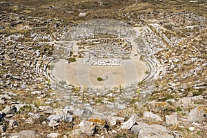 Ancient theatre of Delos island at Cyclades archipelago