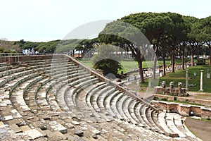 Ancient theatre in Ostia Antica of Rome, Italy