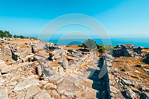 Ancient Thera historic site on Santorini Greece