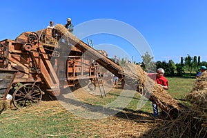 Ancient threshing machine for wheat