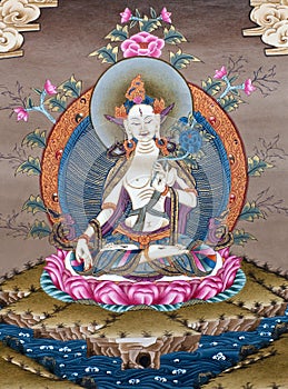 Ancient Tibetan tangka photo