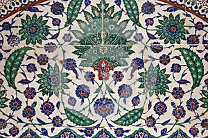 Ancient tile pattern on ceramic wall in istanbul Archeology Muse