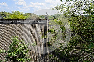 Ancient tile-roofed buildings in sunny spring afternoon, China